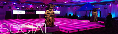 special event lighting, social event video, video wall, light up dance floor, up lighting, dance floor lights